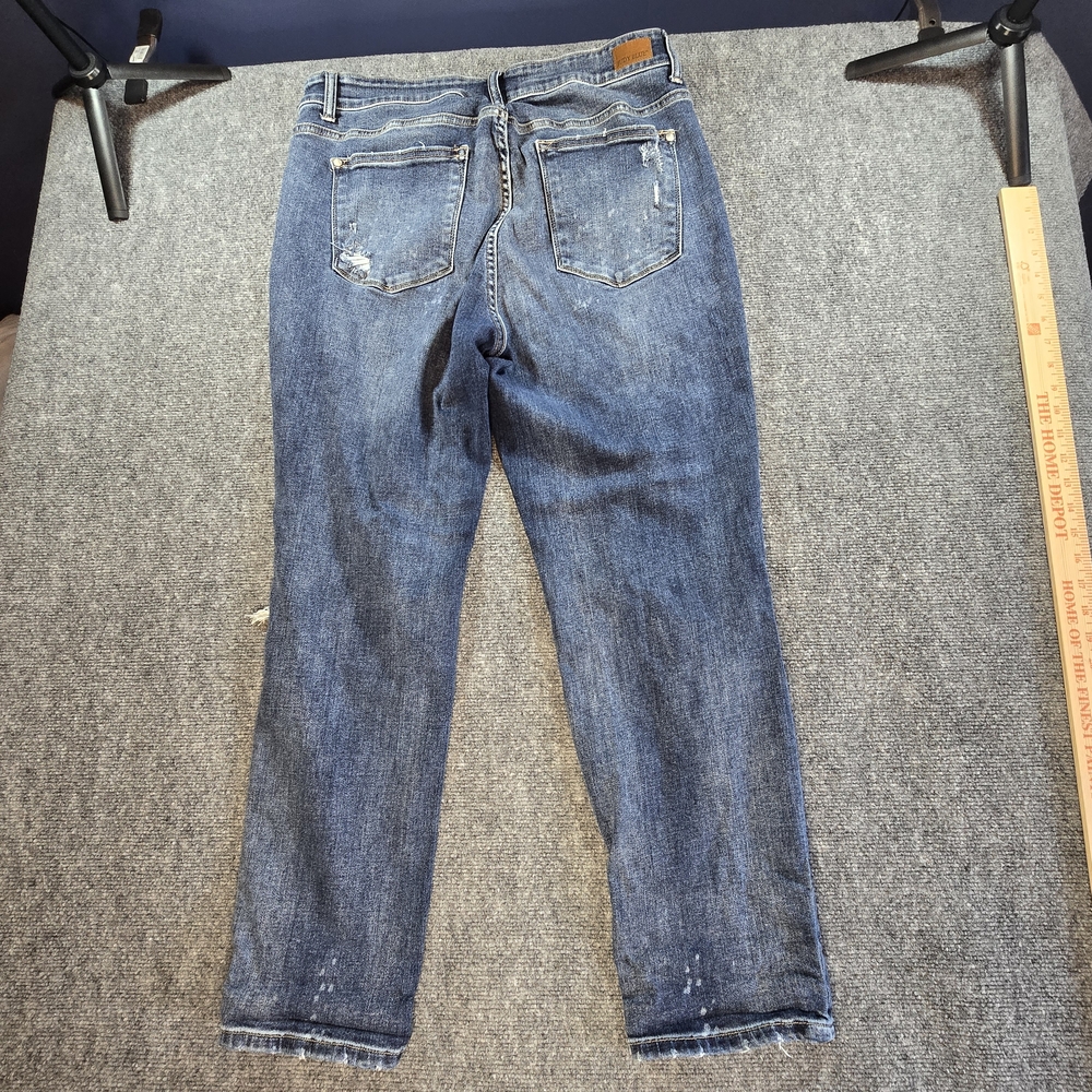 Judy Blue 18W Boyfriend Jeans Dark Wash Distressed Stretch Plus Size Denim - Picture 6 of 7